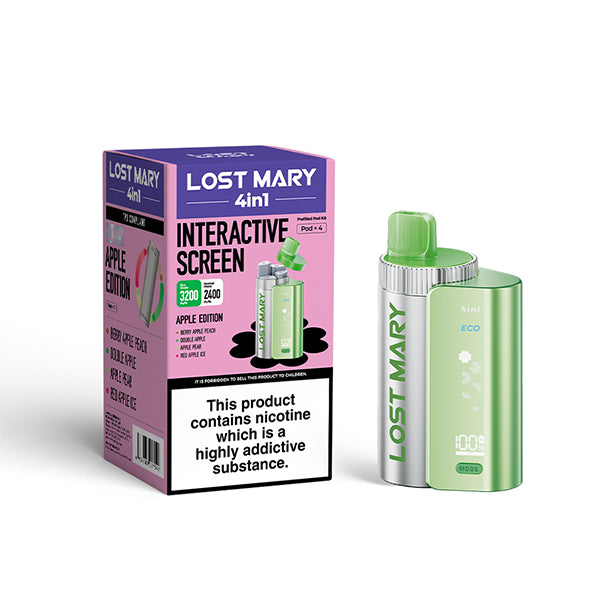 Lost Mary 4 in 1 Apple Edition Pod Kit Vape , Device and Packaging, Front