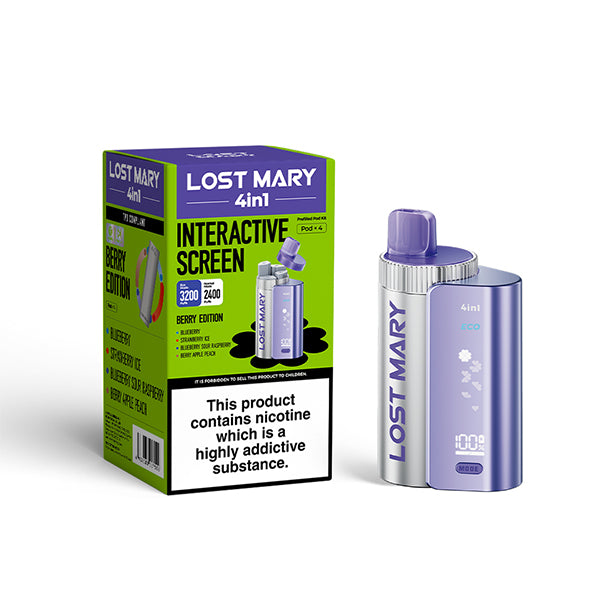 Lost Mary 4 in 1 Berry Edition Pod Kit Vape , Device and Packaging, Front