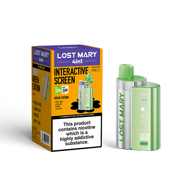 Lost Mary 4 in 1 Green Edition Pod Kit Vape , Device and Packaging, Front