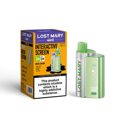 Lost Mary 4 in 1 Green Edition Pod Kit Vape , Device and Packaging, Front