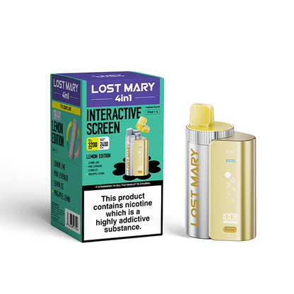 Lost Mary 4 in 1 Lemon Edition Pod Kit Vape , Device and Packaging, Front