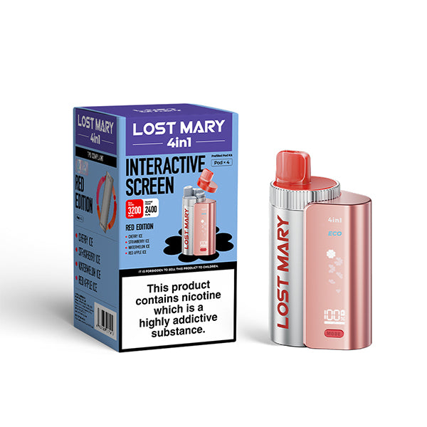 Lost Mary 4 in 1 Red Edition Pod Kit Vape , Device and Packaging, Front