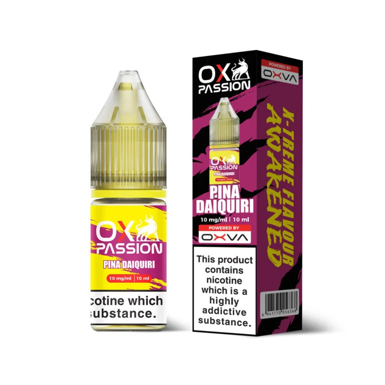 Ox Passion Pina Daiquiri Nic Salts By Oxva, Bottle and Packaging, Front