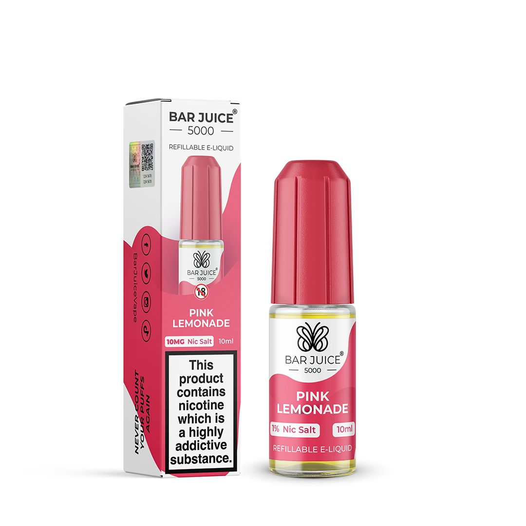 Bar Juice 5000 Pink Lemonade Nic Salt, Packaging and Bottle Front