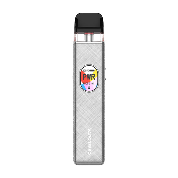 Grey Vaporesso Xros 5 vape kit with a digital display on a white background