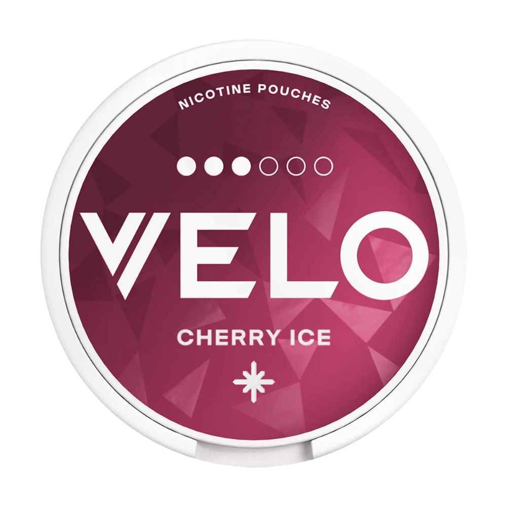Velo Cherry Ice Nicotine Pouch, Tub, Front 