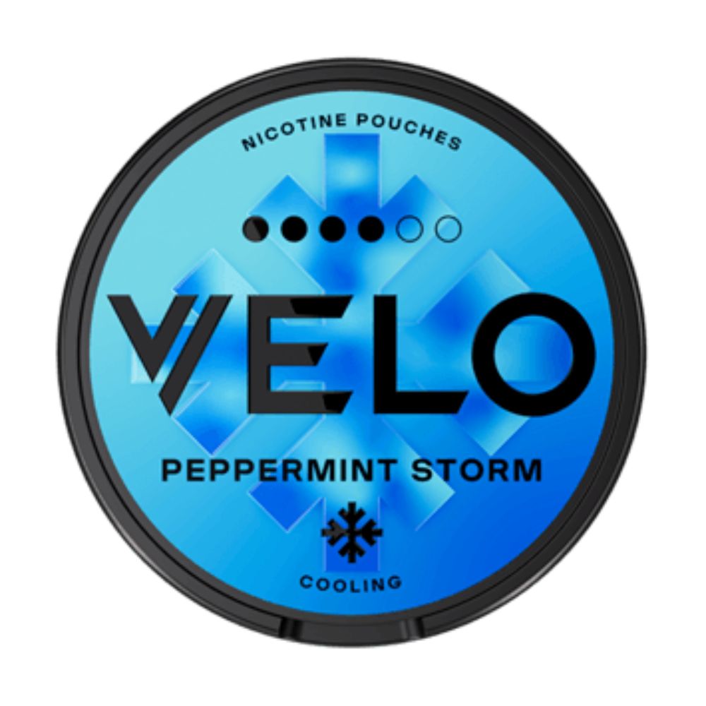 Velo Peppermint Storm Nicotine Pouch, Tub, Front