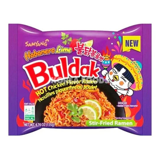 Samyang Buldak Habanero Lime Hot Chicken Flavour Ramen, Bag, Front