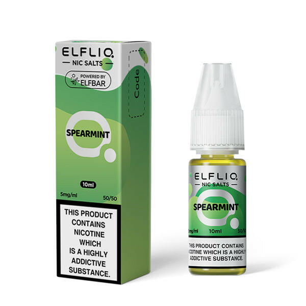 Elfliq Spearmint Nic Salts by Elf Bar, Packaging and Bottle Front