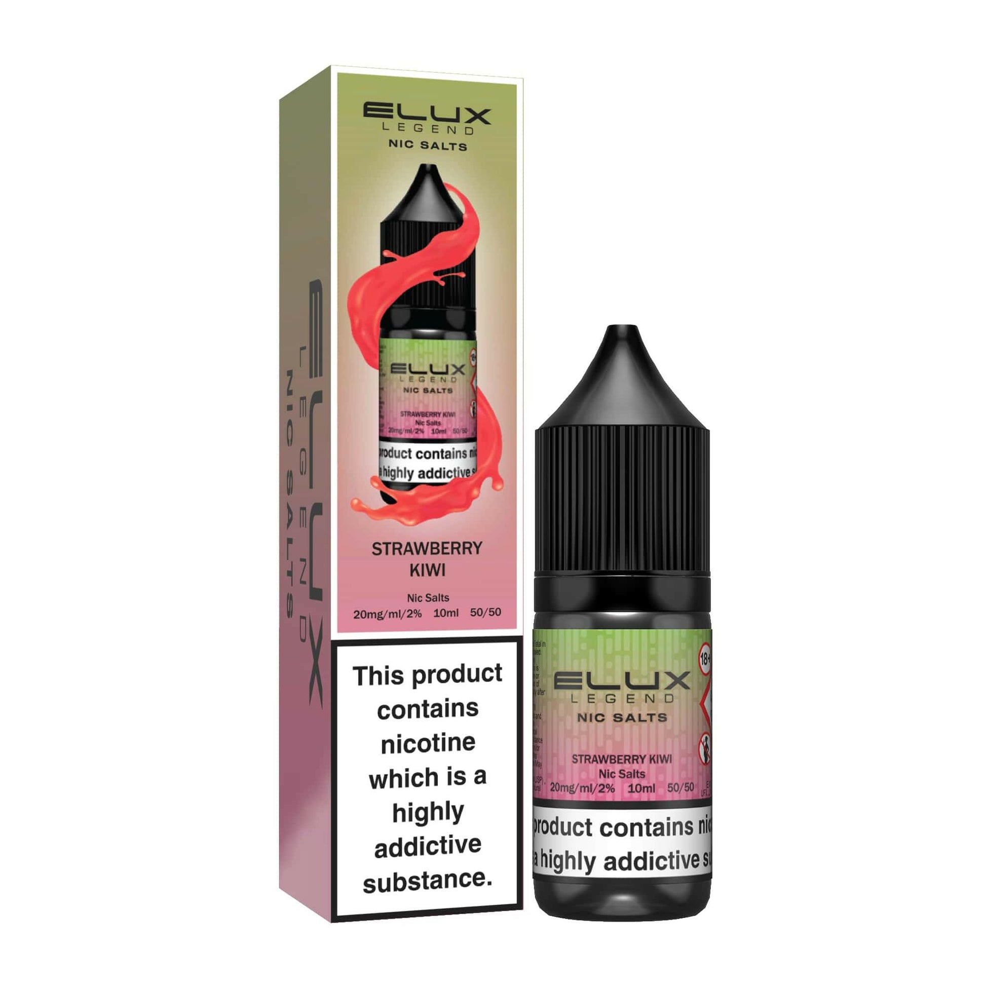 Elux Legend Nic Salt Strawberry Kiwi, Packaging and Bottle, Front