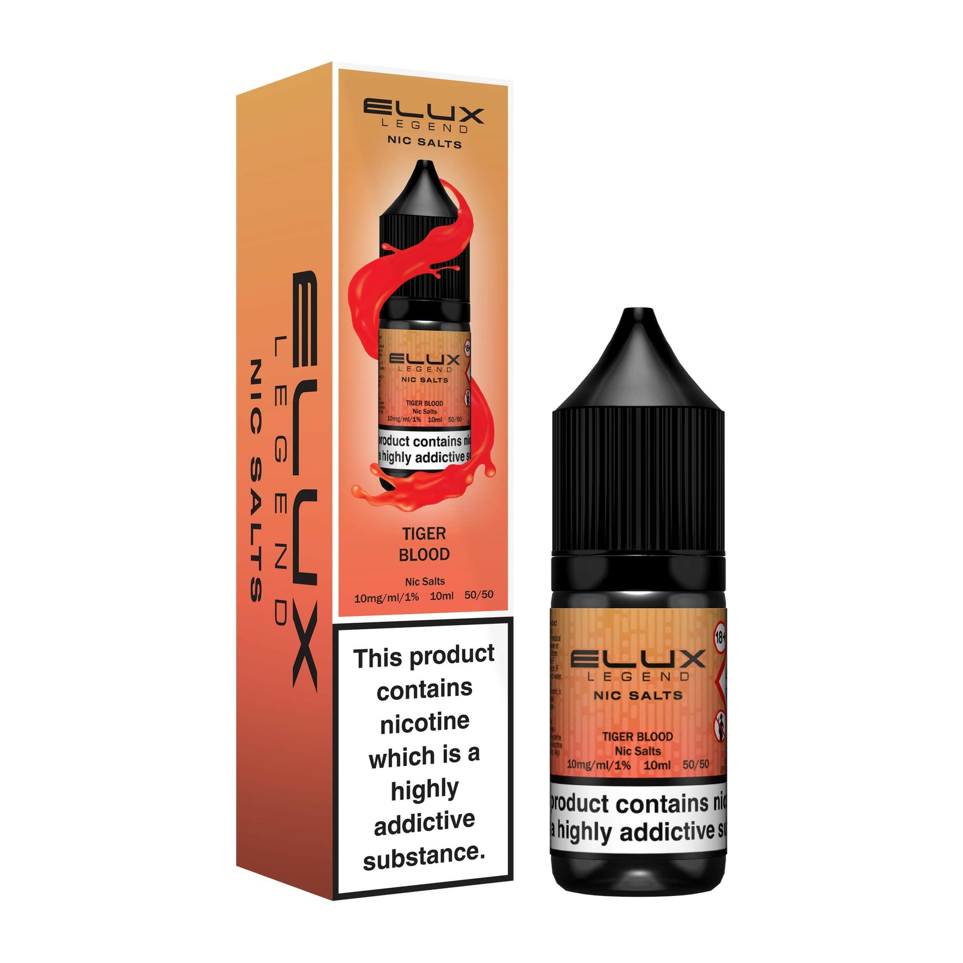 Elux Legend Nic Salt Tiger Blood, Packaging and Bottle, Front
