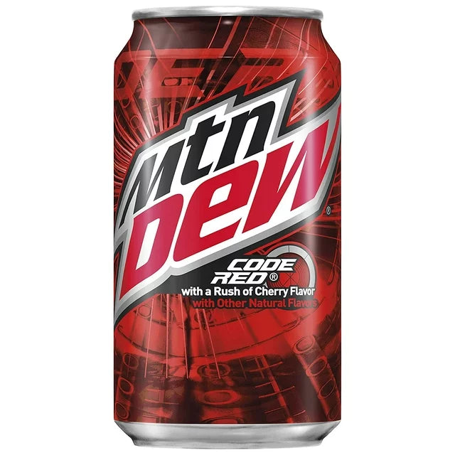 Mountain Dew Code Red Soda, Can, Front
