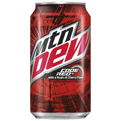 Mountain Dew Code Red Soda, Can, Front